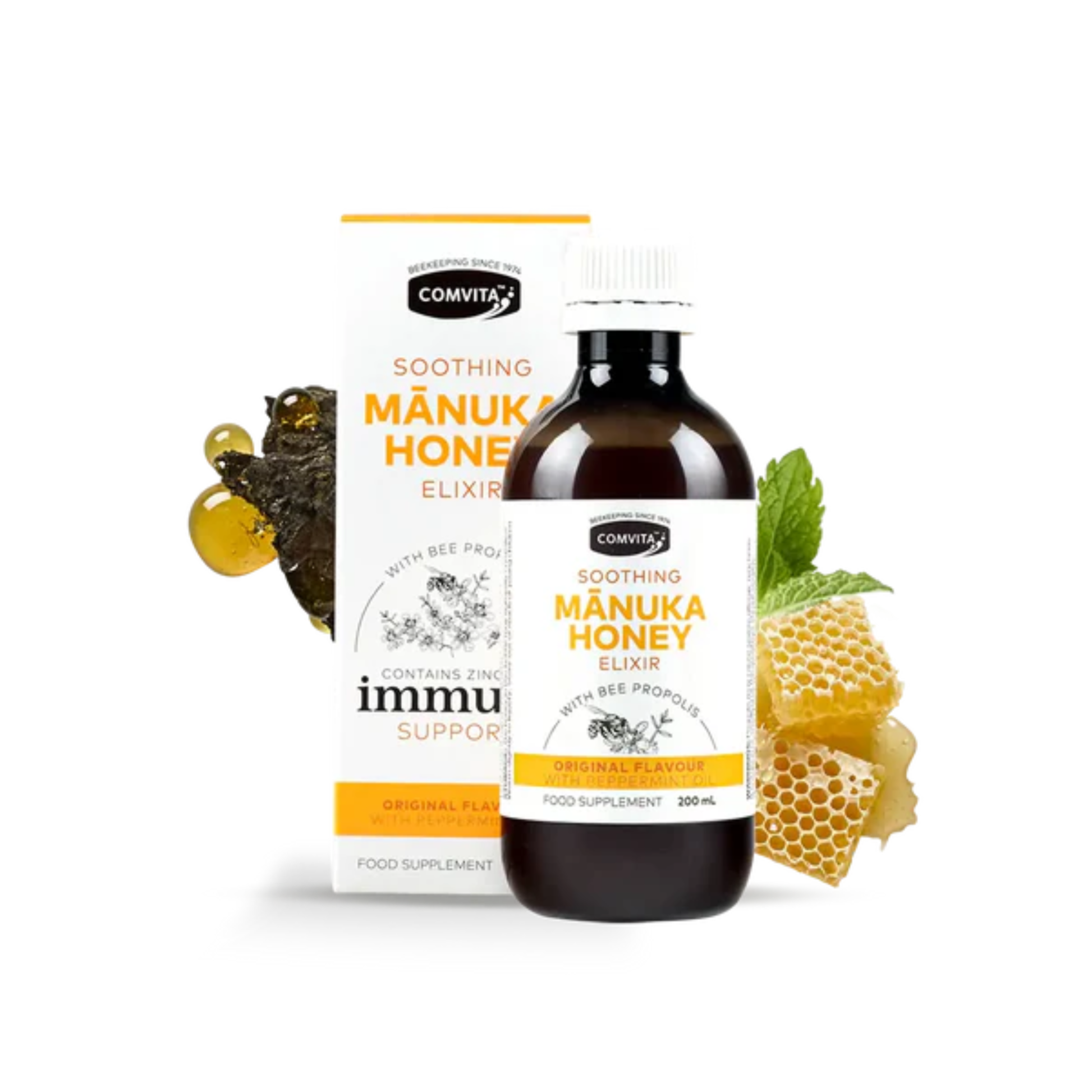 Comvita Manuka honey propolis elixir with UMF 10+ honey, propolis and zinc to support immunity and help soothe airways naturally