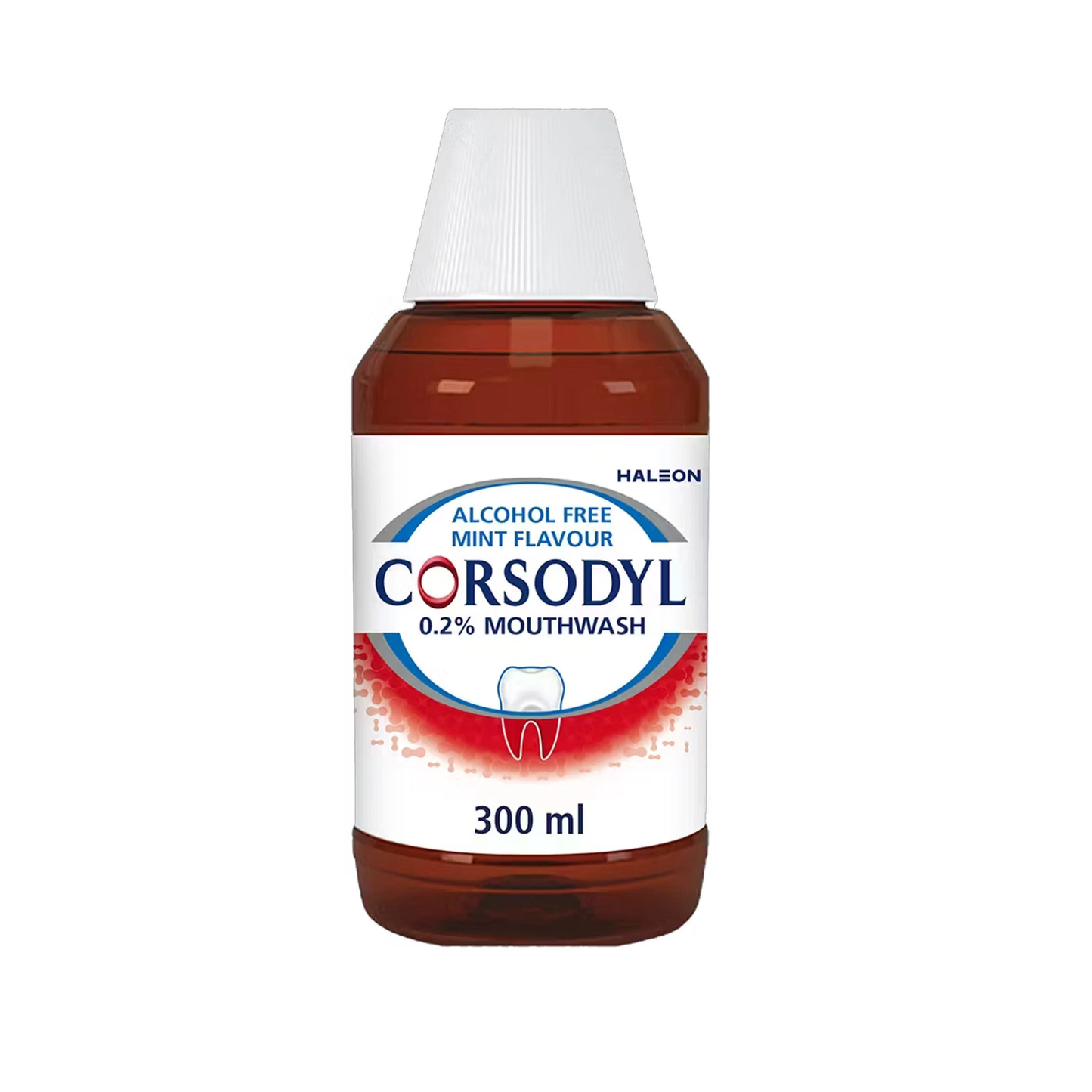 Corsodyl alcohol free antibacterial mouthwash 300ml designed to treat gum disease bleeding gums and mouth ulcers while supporting gum healing and oral hygiene
