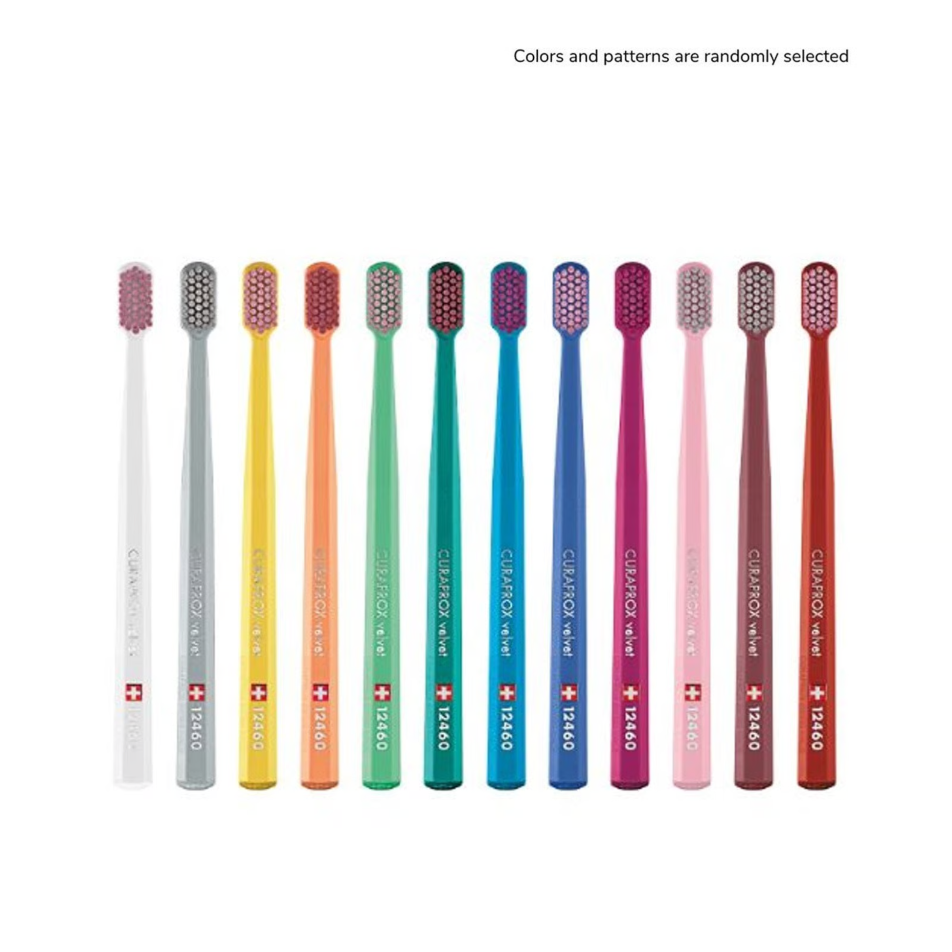 Curaprox CS 12460 Velvet Toothbrush with 12460 ultra-fine Curen filaments 0.08mm diameter velvet soft Swiss made single pack random colour