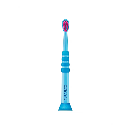 Curaprox Baby toothbrush for ages 0 to 4 with 4260 ultra-fine Curen filaments and rubberised head for gentle milk teeth cleaning