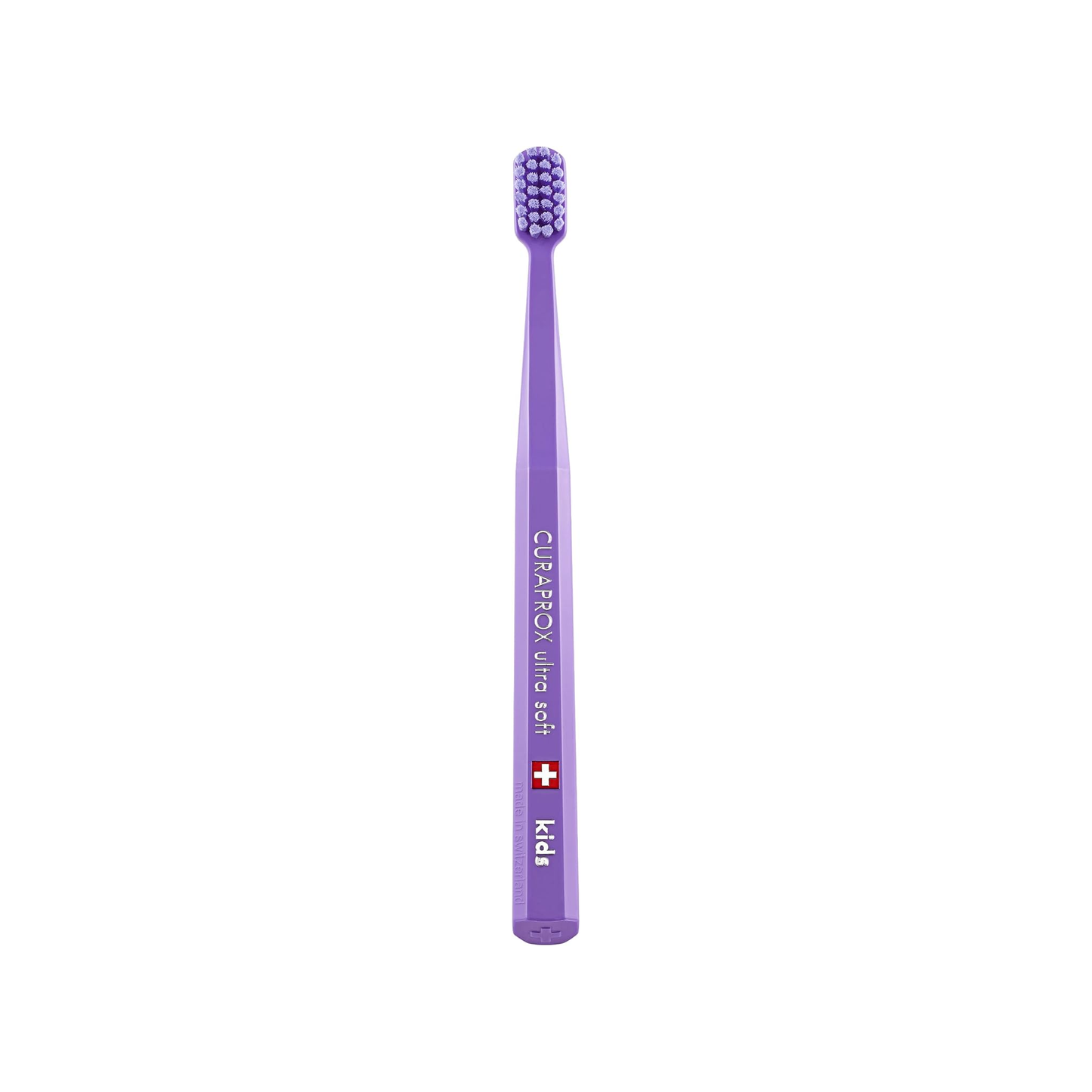 Curaprox Kids ultra soft toothbrush purple for ages 4 to 12 with 5500 Curen filaments and compact head for gentle gum care