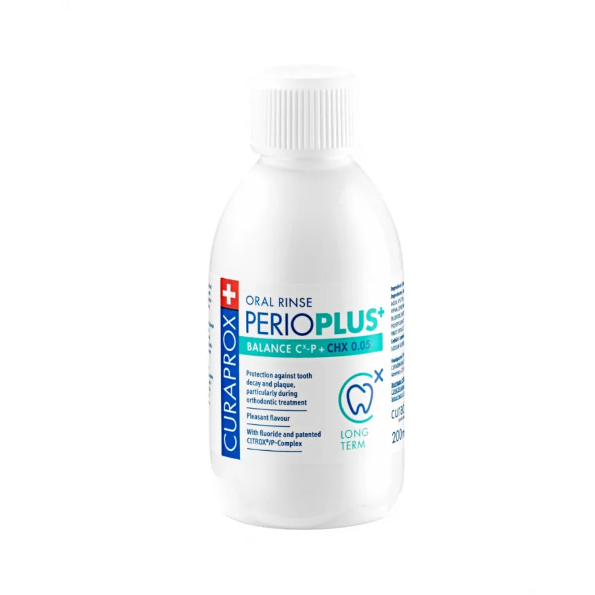 Curaprox Perio Plus Balance Mouthwash 200ml bottle for adult oral care, with an alcohol-free formula to help support your oral hygiene routine.