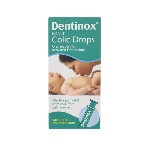 Dentinox Infant Colic Drops 100ml oral liquid for babies gentle wind and colic relief suitable from birth with easy dose syringe