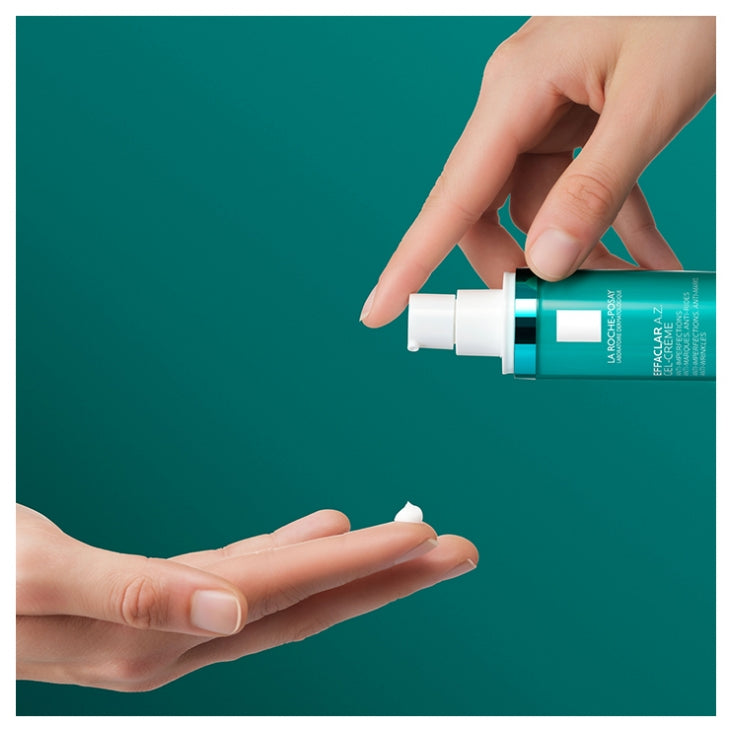 La Roche-Posay Effaclar A.Z. with Zinc Gluconate and Sodium Hyaluronate helping to refine skin texture and fade the appearance of blemish marks