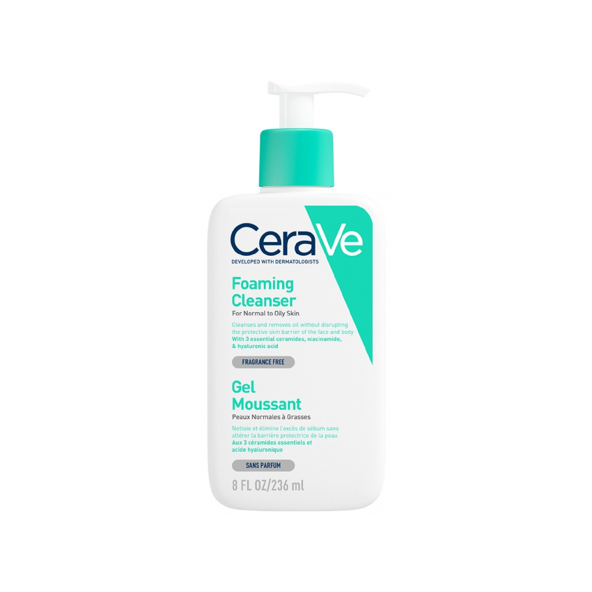 CeraVe Foaming Cleanser 236ml with ceramides and hyaluronic acid for normal to oily skin