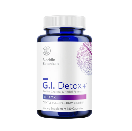 Biocidin Botanicals GI Detox+ Zeolite and Charcoal Capsules 60 capsules bottle front view
