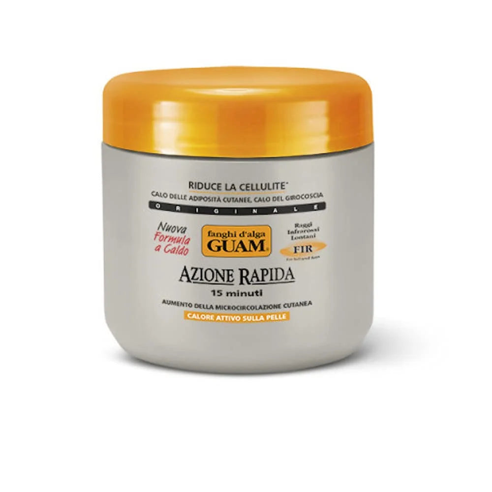 Guam Rapid Action FIR Seaweed Mud 400ml is a warming body wrap designed to help skin feel softer and look smoother and firmer.