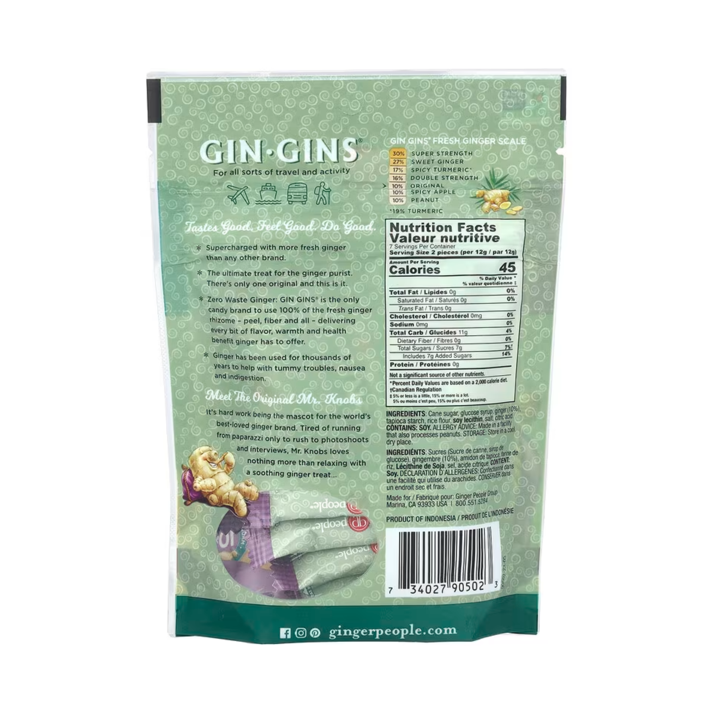 Ginger People Gin Gins chewy ginger candy for on-the-go snacking, travel and everyday use, non-GMO and plant-based