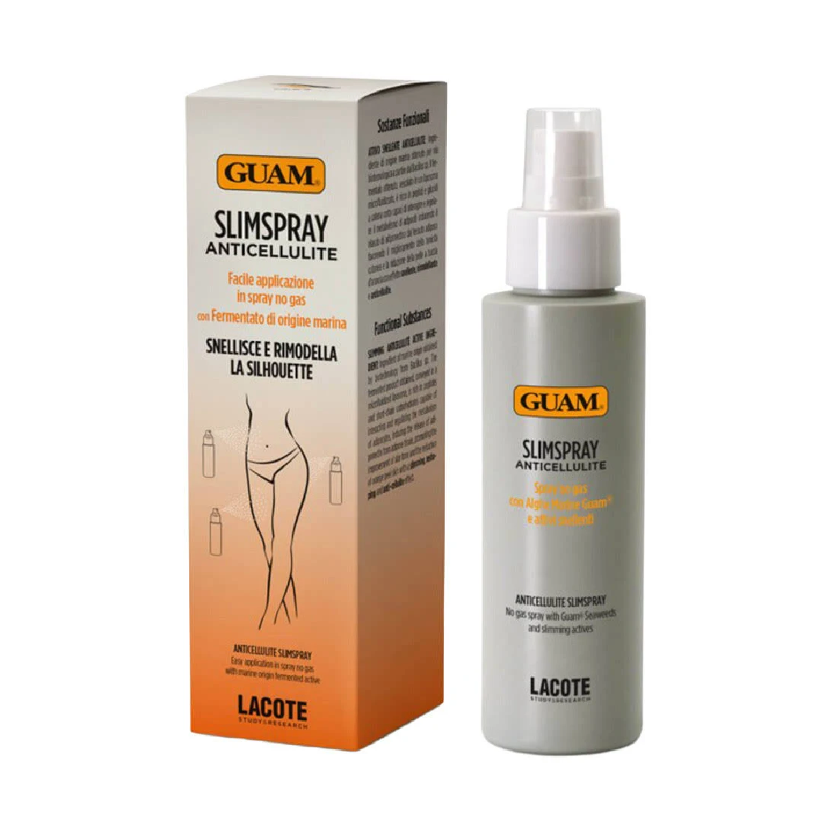 Guam Slimspray Anti-cellulite Spray 100ml is a no-gas body spray designed to help improve the look of skin with visible cellulite.