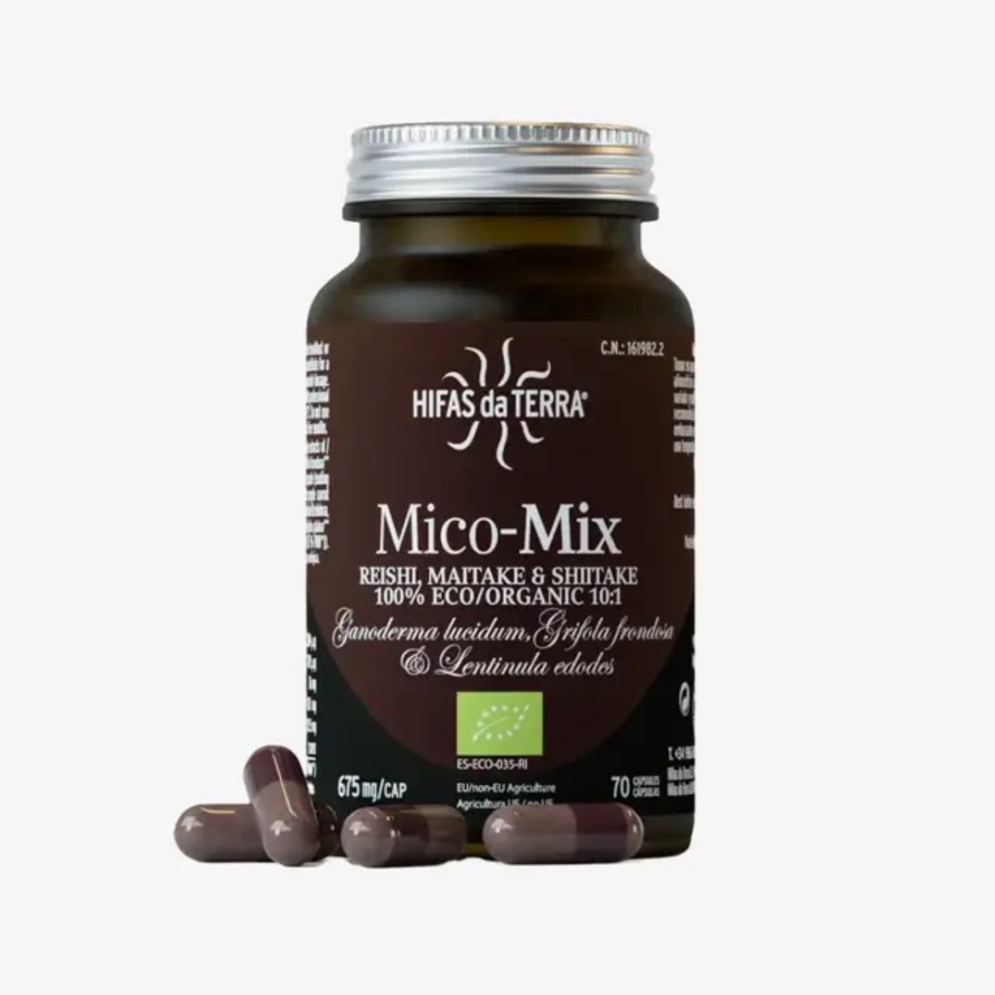 Hifas da Terra Mico-Mix 70 capsules with organic Reishi, Maitake and Shiitake mushroom extracts for balanced daily wellbeing support