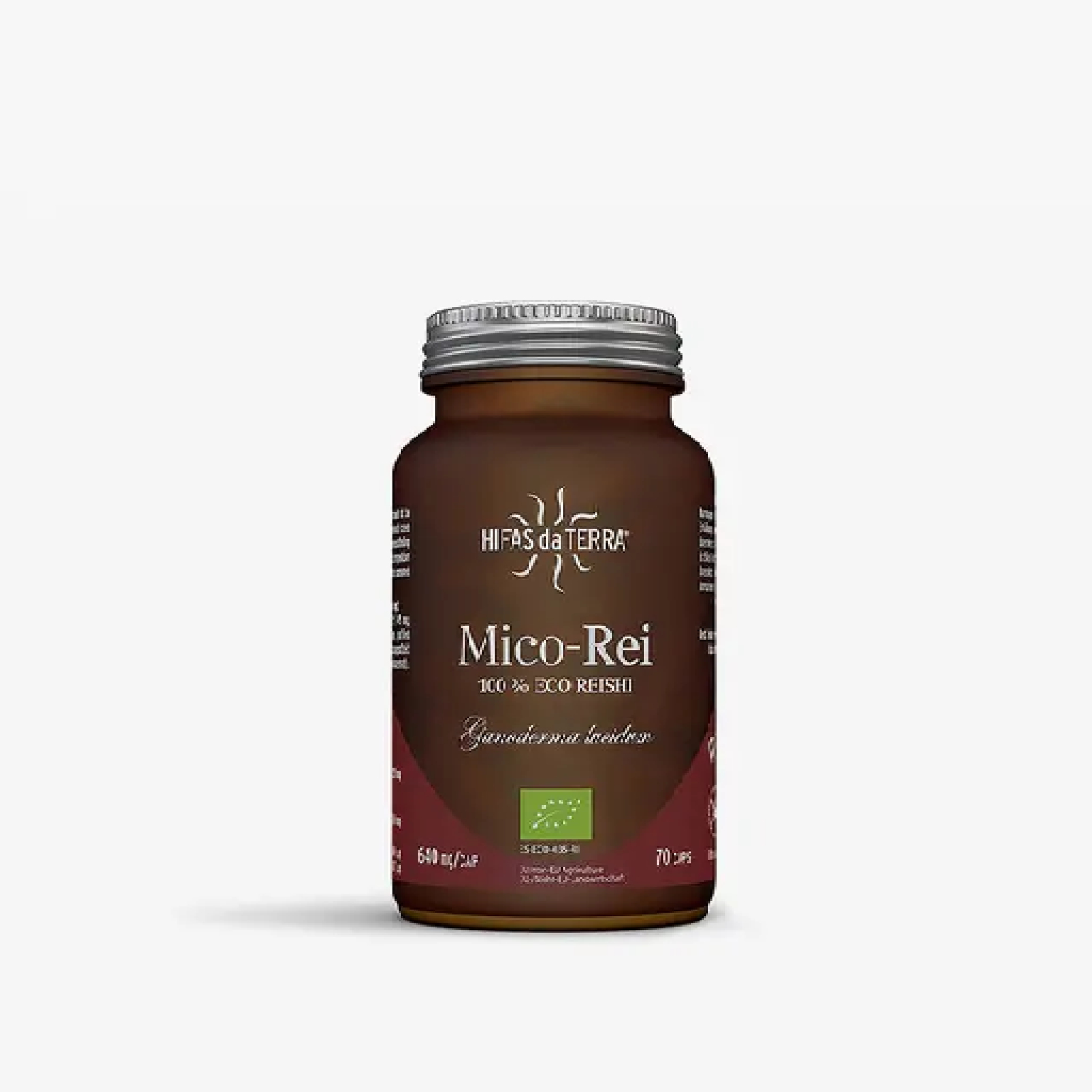 Hifas da Terra Mico-Rei 70 capsules with 495mg pure organic reishi extract per capsule rich in beta-glucans and triterpenoids for daily immune support
