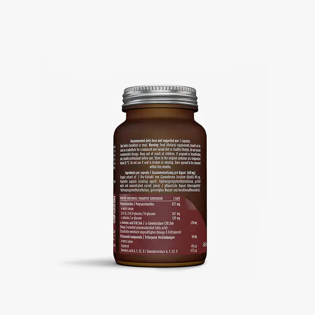 Hifas da Terra Mico-Rei with standardised Ganoderma lucidum extract containing alpha and beta-glucans, triterpenoids and plant sterols for concentrated bioactive mushroom support