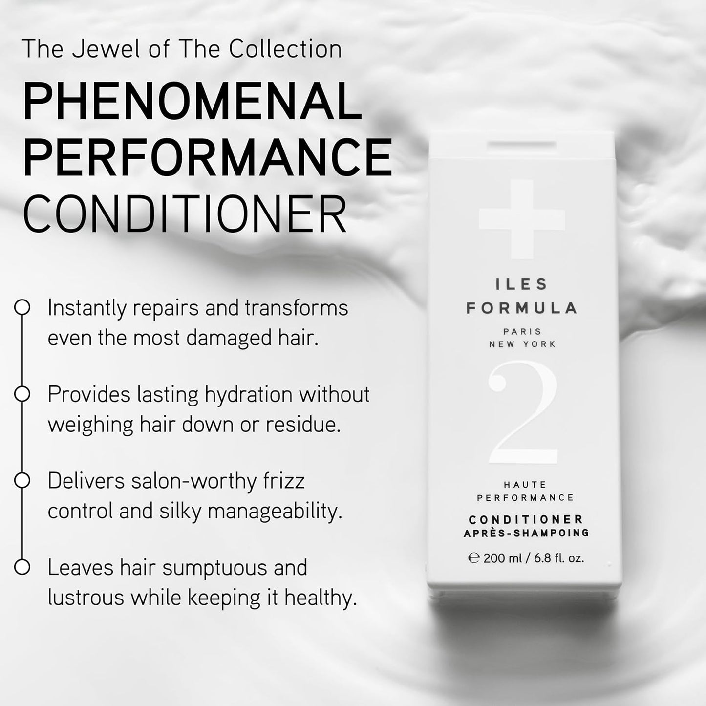 Iles Formula Haute Performance Conditioner with Tucuma Butter and Pracaxi Oil to stop breakage and restore lustre