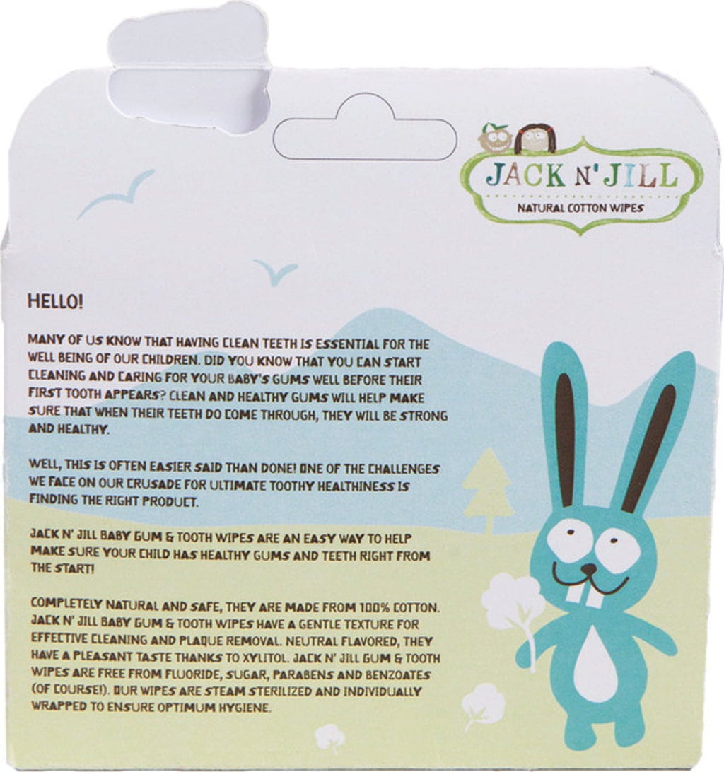 Jack N Jill Baby Gum & Tooth Wipes for newborns and infants ideal for parents cleaning baby mouth after feeding helping maintain healthy gums and early oral hygiene routine