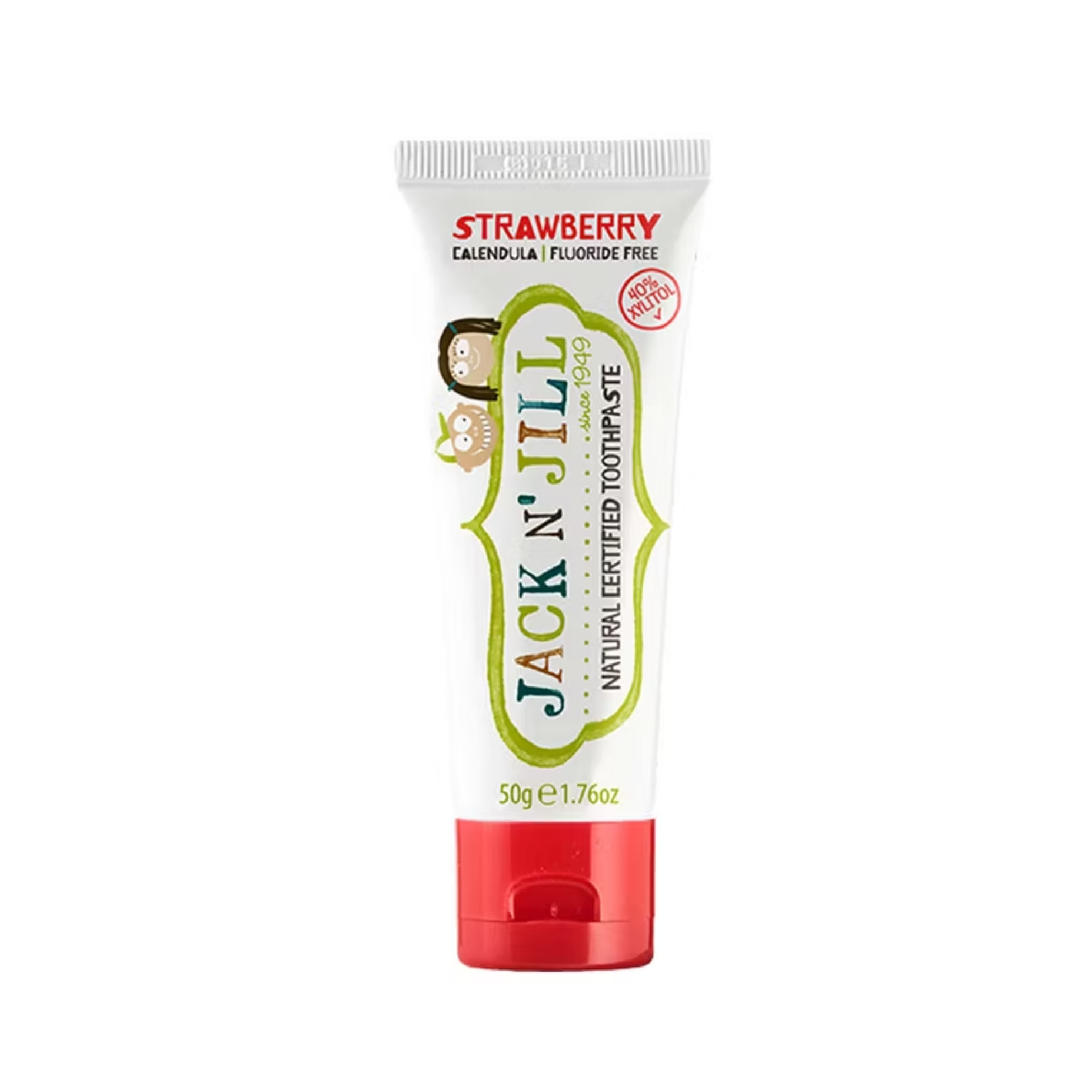 Jack N Jill strawberry natural toothpaste 50ml fluoride free formula designed for babies and toddlers to gently clean first teeth from 6 months