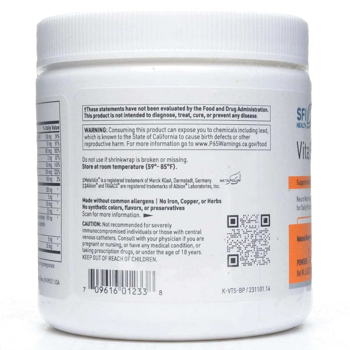 SFI Health VitaSpectrum Powder with vitamins A C D3 E K2 B-complex choline magnesium zinc selenium naturally sourced carotenes