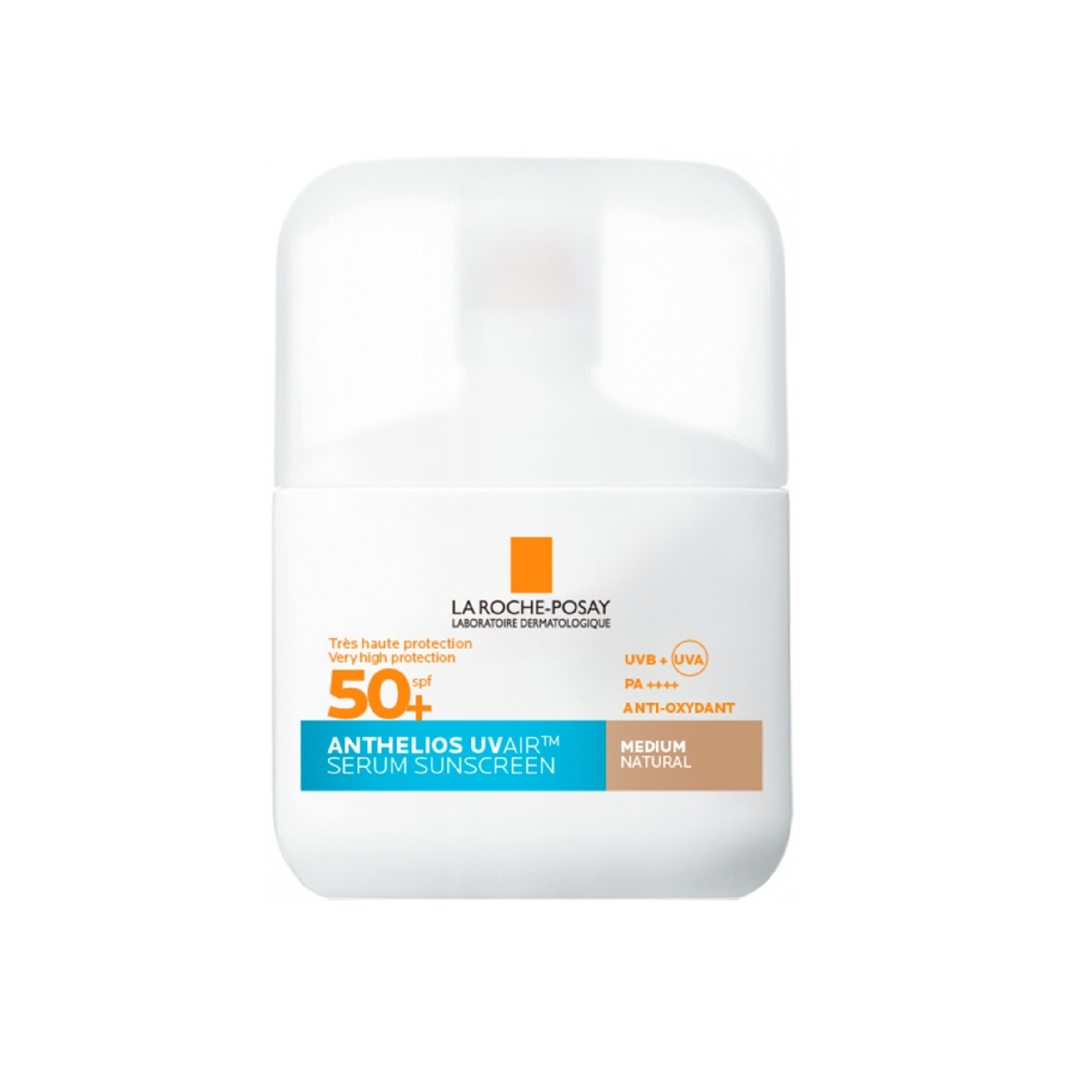 La Roche-Posay Anthelios UVair Tinted Sun Serum SPF50+ 50ml in Medium shade with hyaluronic acid and niacinamide for radiant daily sun protection