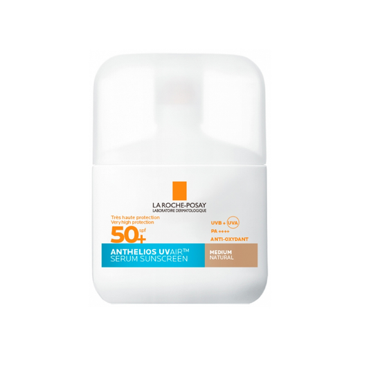 La Roche-Posay Anthelios UVair Tinted Sun Serum SPF50+ 50ml in Medium shade with hyaluronic acid and niacinamide for radiant daily sun protection
