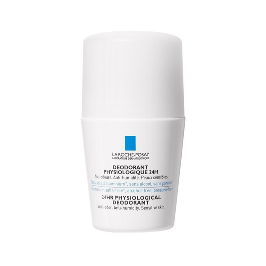 La Roche-Posay Physiological Deodorant 24H Roll-On 50ml, aluminium-free and alcohol-free deodorant for sensitive skin, made in France