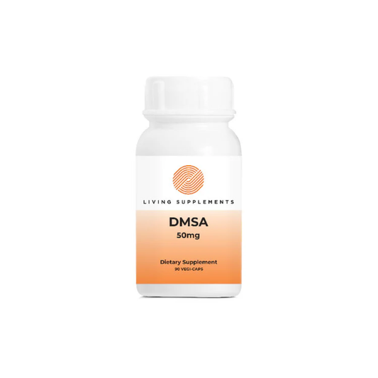 Living Supplements DMSA 100mg with vitamin C 50mg per vegetable capsule GMP certified USP-grade 50 capsules
