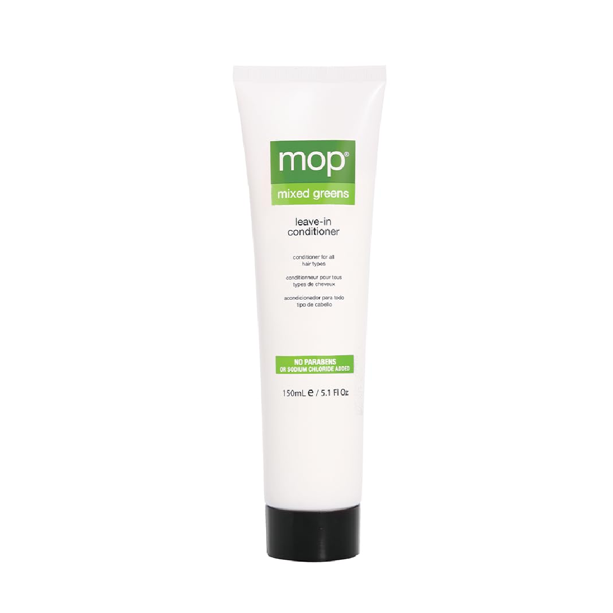 MOP Mixed Greens Leave-In Conditioner 150ml offers leave-in hair care for all hair types, with no added parabens or sodium chloride.
