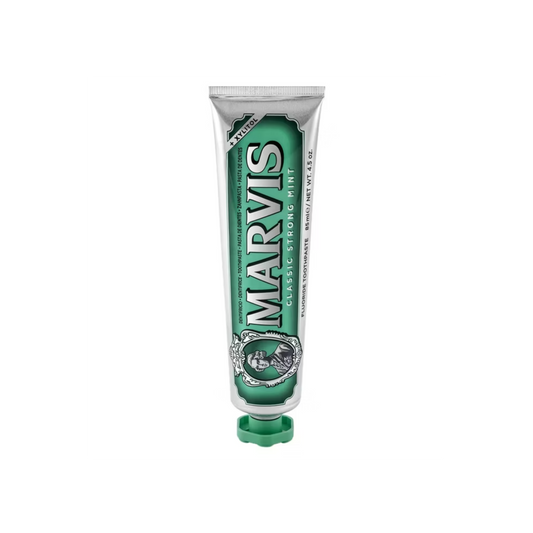 Marvis Classic Mint toothpaste 25ml tube delivering long lasting fresh breath while helping clean teeth fight plaque and support daily oral hygiene
