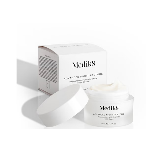 Medik8 Advanced Night Restore 50ml ceramide-rich night cream with peptides and antioxidants for visibly firmer smoother skin by morning