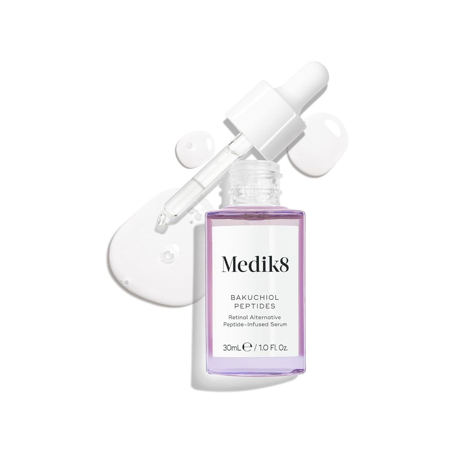 Medik8 Bakuchiol Peptides 30ml plant-based retinol alternative serum for visible fine line reduction and smoother skin tone