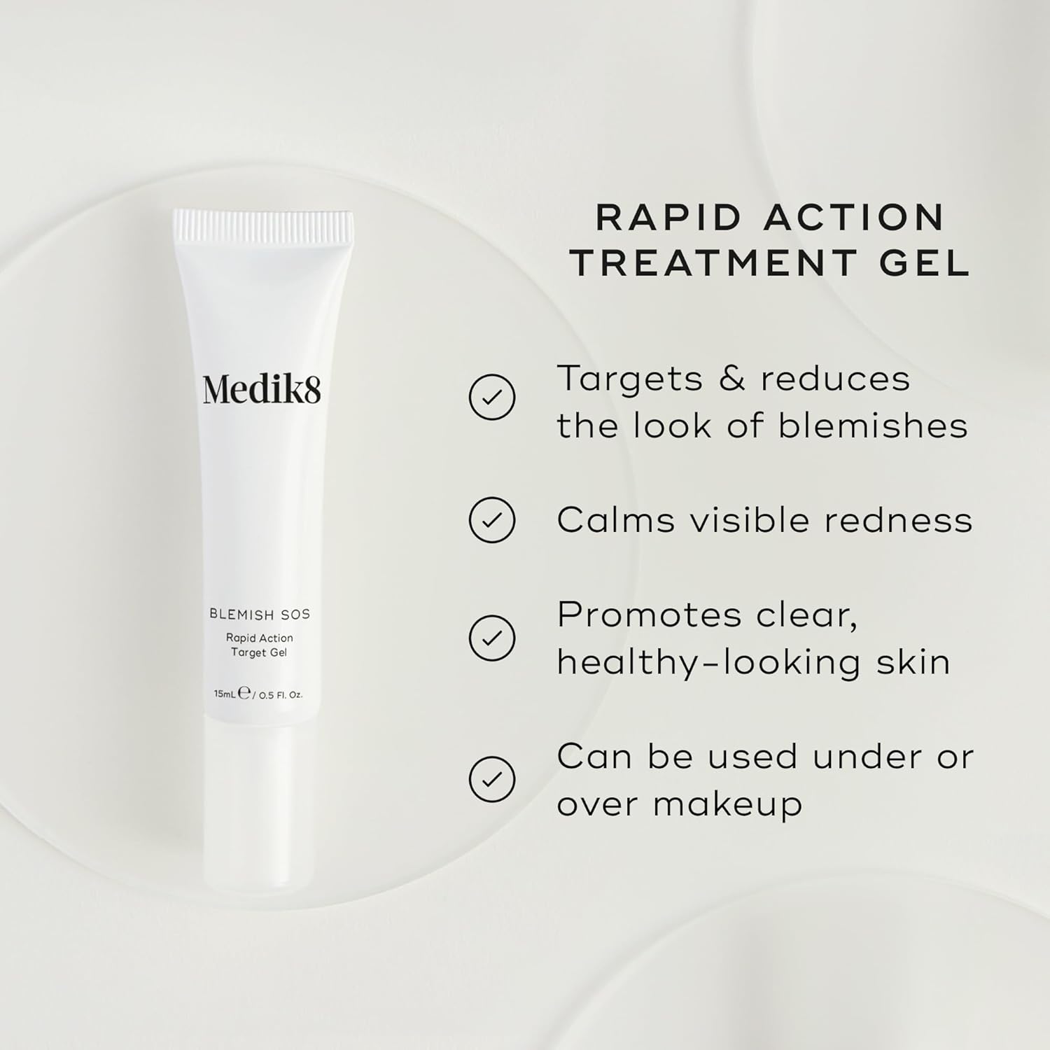 Medik8 Blemish SOS 15ml invisible fast-drying spot gel for oily and acne-prone skin wearable discreetly under or over makeup throughout the day