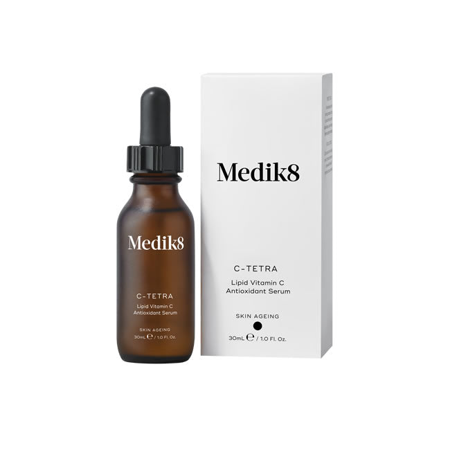 Medik8 C-Tetra used each morning after cleansing to help visibly brighten skin tone and encourage a more radiant even-looking complexion