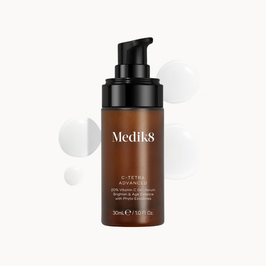 Medik8 C-Tetra Advanced 30ml vitamin C gel serum with 20% tetrahexyldecyl ascorbate for visibly brighter and smoother skin in 7 days