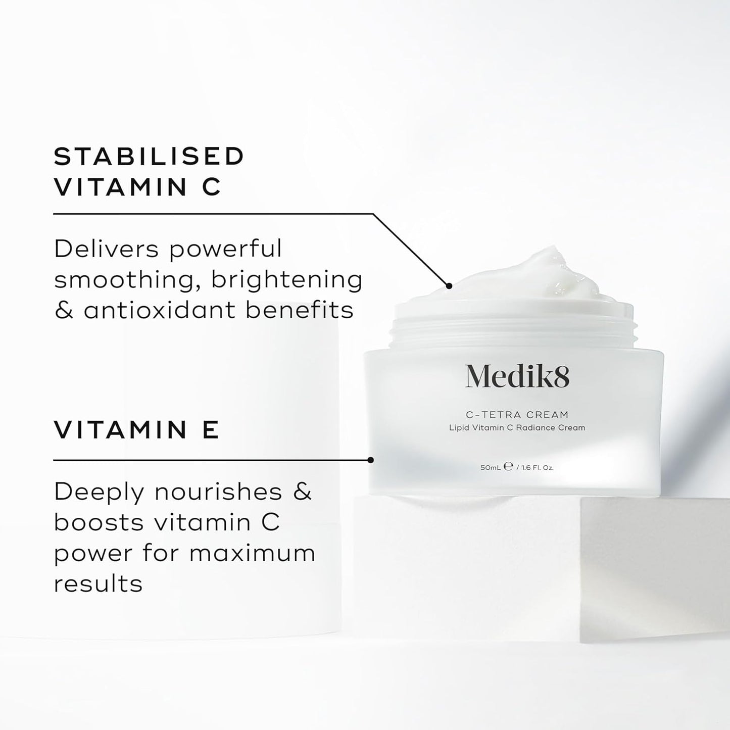 Medik8 C-Tetra Cream with Tetrahexyldecyl Ascorbate, Sodium Hyaluronate and Vitamin E to support antioxidant protection and plumping hydration