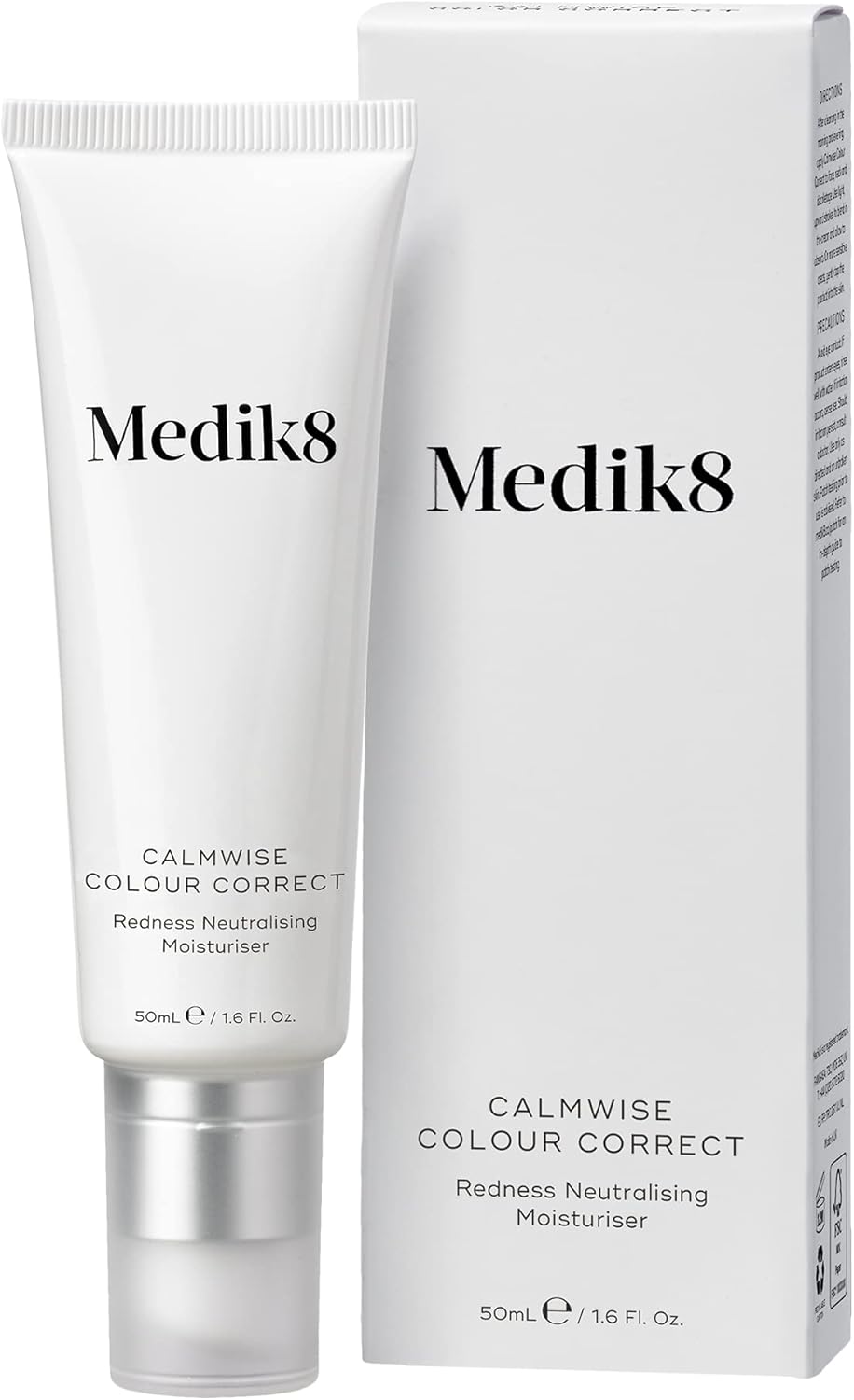 Medik8 Calmwise Colour Correct 50ml featuring bakuchiol niacinamide and caffeine to visibly calm soothe and correct the appearance of redness-prone skin