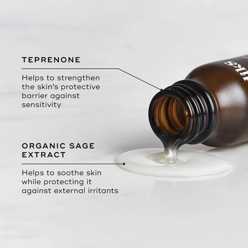 Medik8 Calmwise Serum 15ml featuring teprenone and organic sage extract to visibly support the skin barrier and reduce the appearance of redness