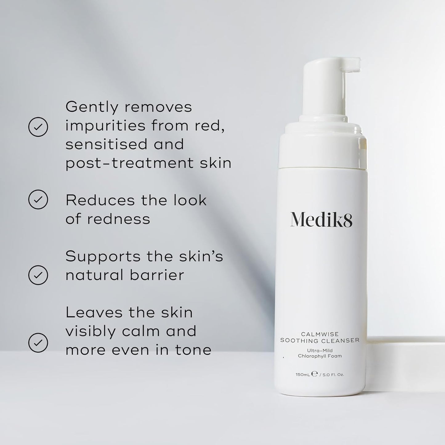 Medik8 Calmwise Soothing Cleanser 150ml sulphate-free alcohol-free foaming cleanser for sensitive and redness-prone skin suitable for morning and evening use
