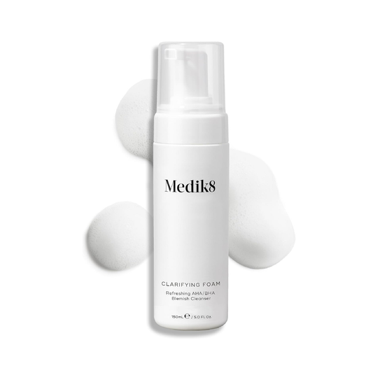 Medik8 Clarifying Foam 150ml pH-balanced AHA BHA foaming cleanser with mandelic acid and salicylic acid for visibly clearer blemish-prone skin