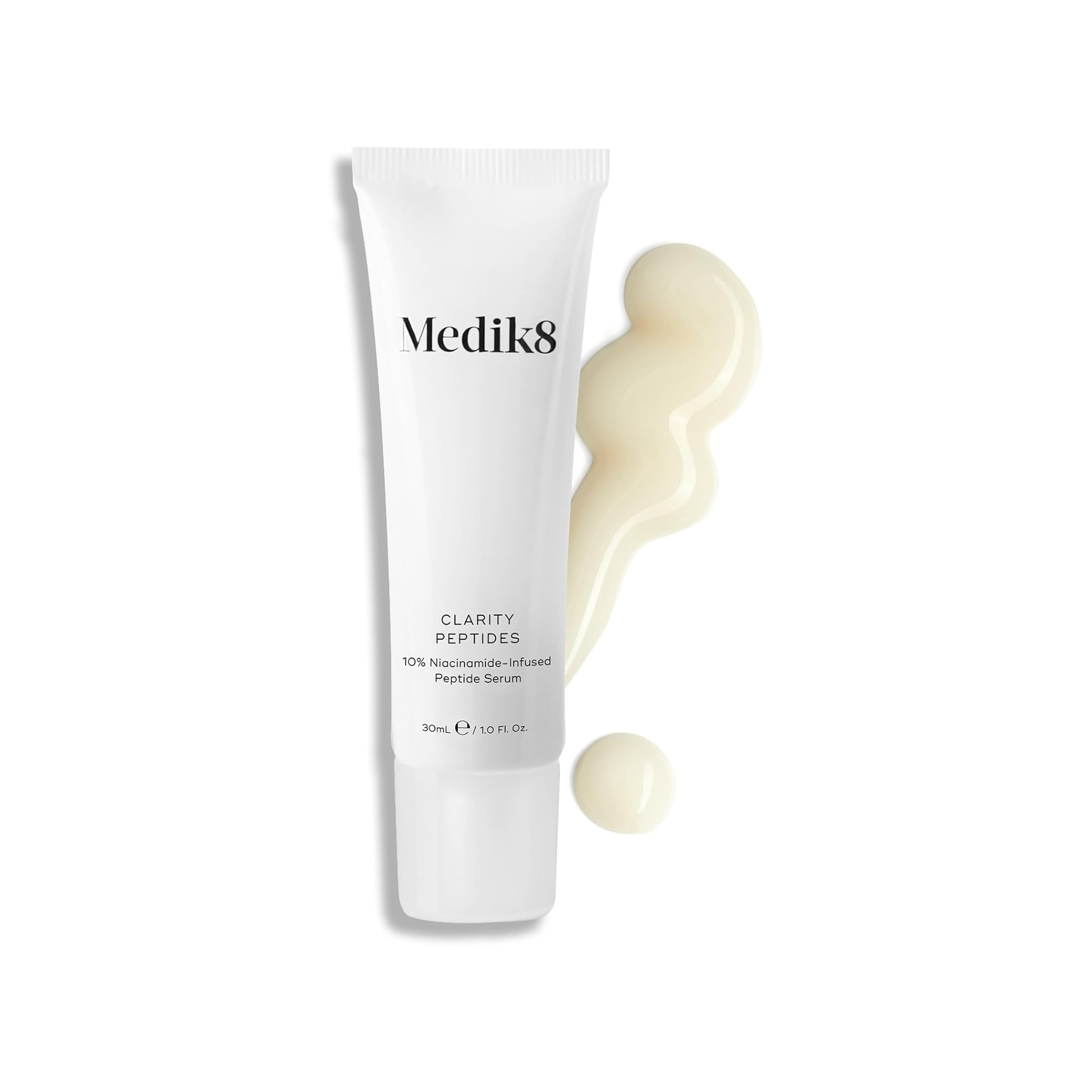 Medik8 Clarity Peptides 30ml with 10% niacinamide and zinc PCA for visibly clearer more luminous and perfected skin