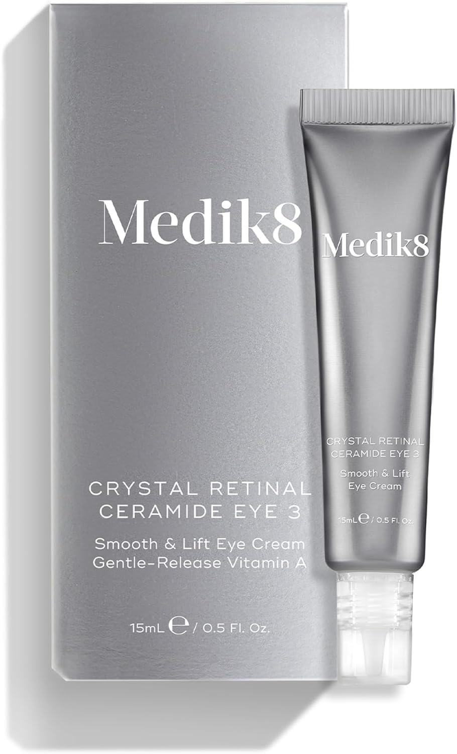Medik8 Crystal Retinal Ceramide Eye 3 with ceramides and retinaldehyde using twin-encapsulation technology for gentle all-night eye area renewal