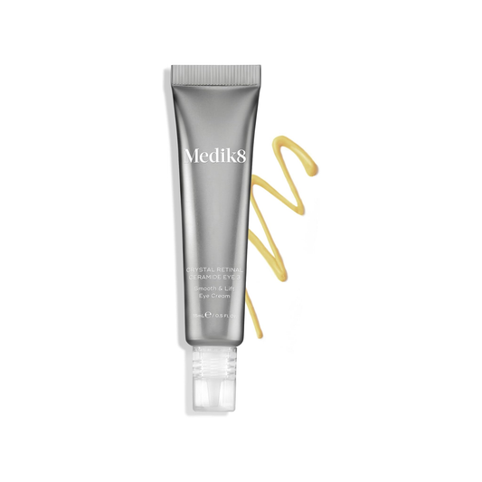 Medik8 Crystal Retinal Ceramide Eye 3 15ml overnight eye cream with 0.03% retinaldehyde for visible fine line reduction around the eyes
