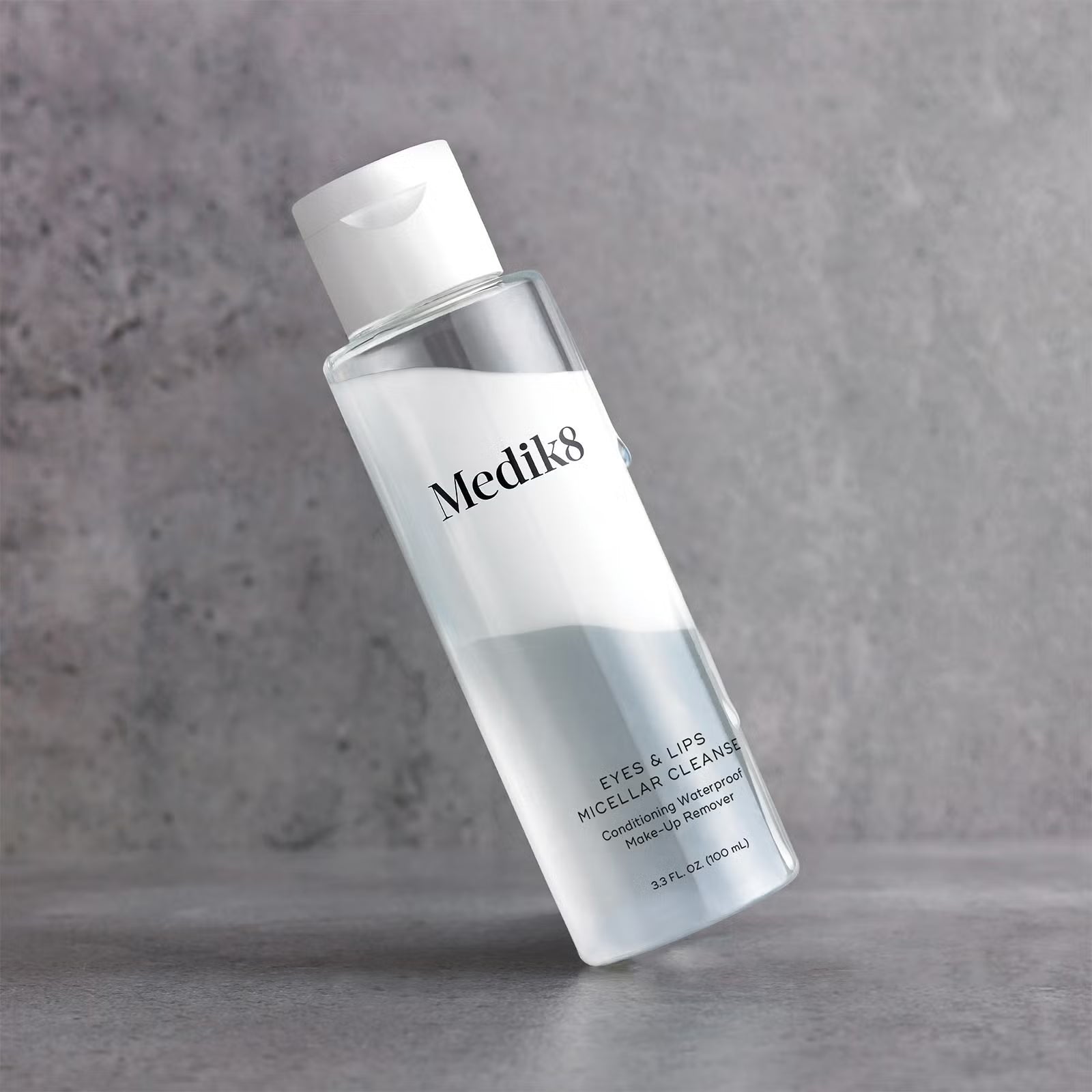 Medik8 Eyes and Lips Micellar Cleanser 100ml featuring sodium hyaluronate panthenol chamomile flower water and cornflower water for hydrated conditioned lashes and skin