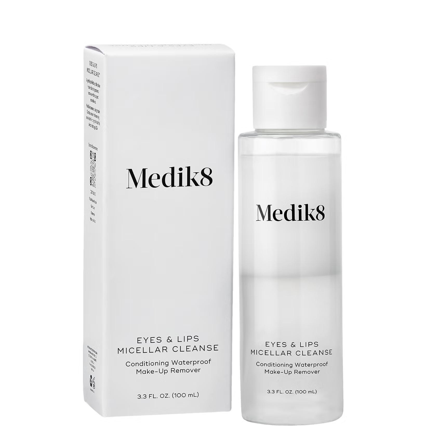 Medik8 Eyes and Lips Micellar Cleanser 100ml for all skin types including sensitive ideal for gentle daily removal of waterproof eye and lip makeup without rinsing