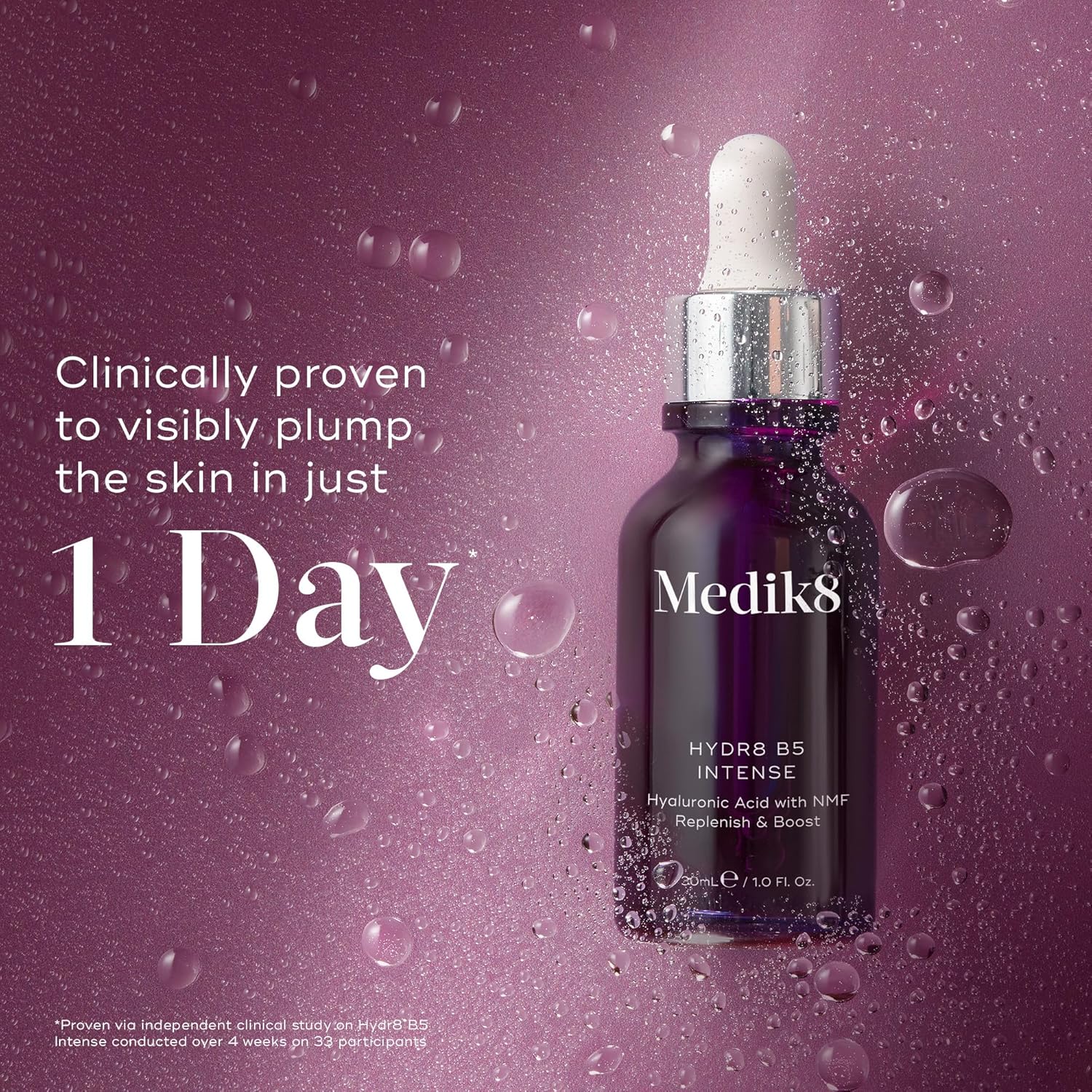 Medik8 Hydr8 B5 Intense for dry and dehydrated skin used morning and evening to deliver lasting hydration and a supple glowing complexion