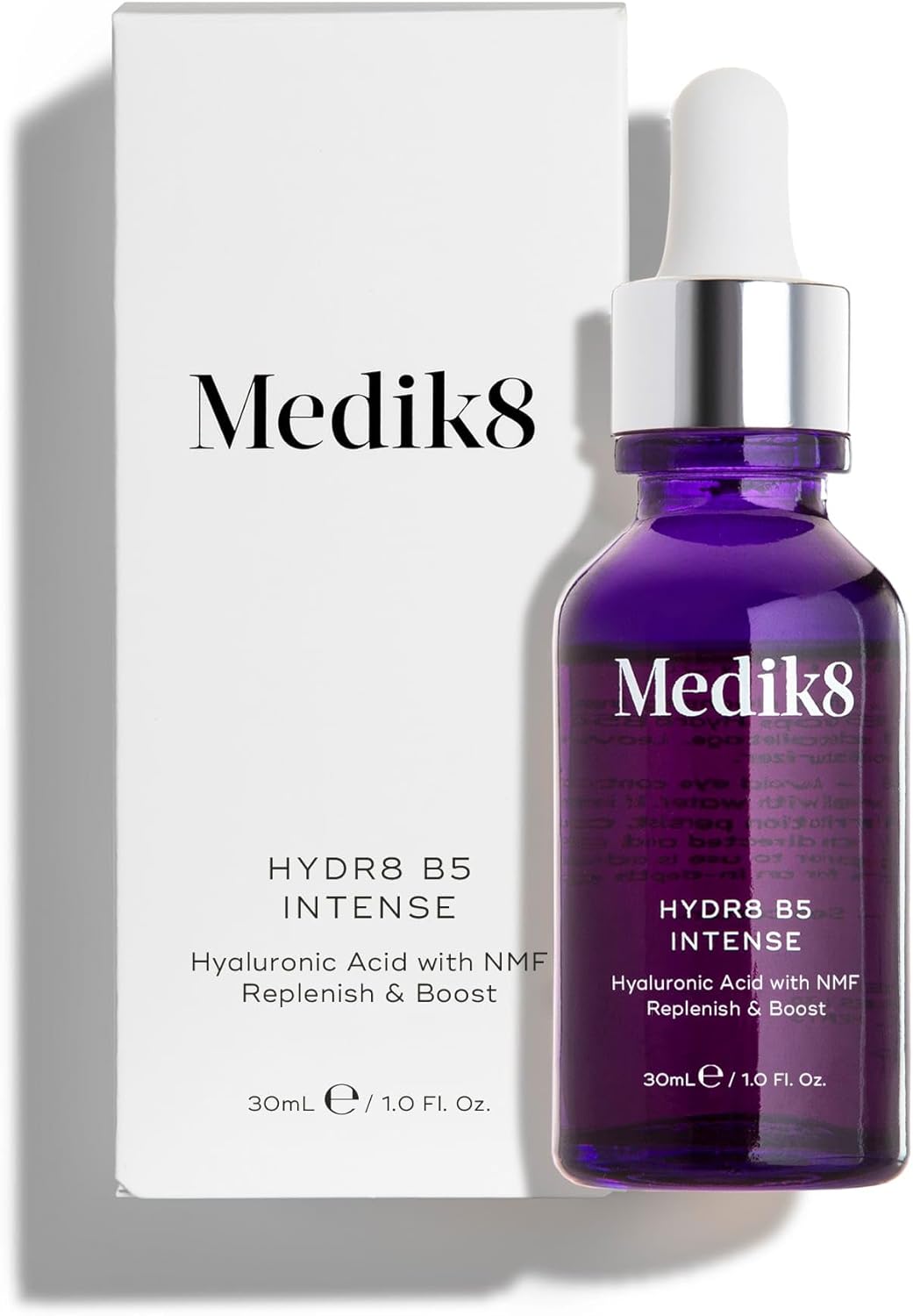 Medik8 Hydr8 B5 Intense with Saskatoon Berry Extract, Biosaccharide Gum and Natural Moisturising Factors to help protect hyaluronic acid reserves and lock in moisture