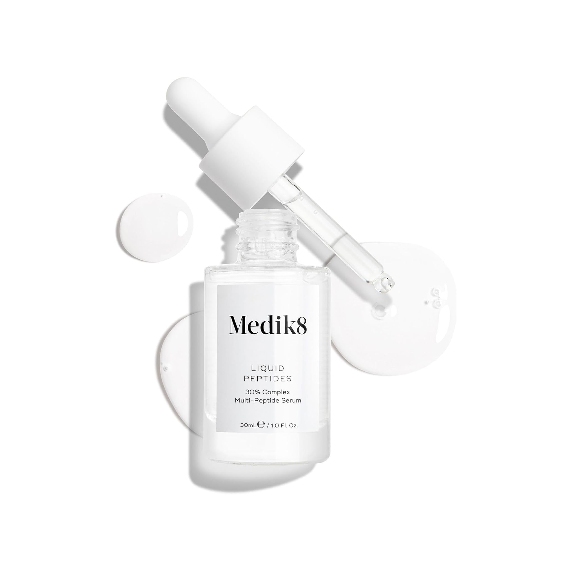 Medik8 Liquid Peptides Serum 30ml with 30% peptide complex for visible fine line reduction and firmer more youthful-looking skin