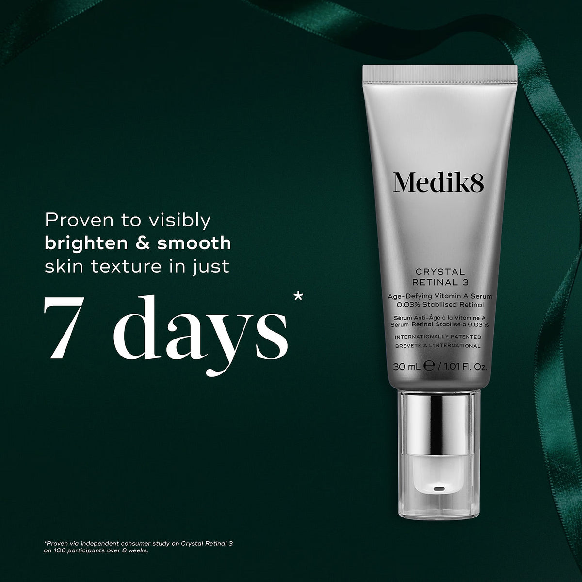 Medik8 Nighttime Nourish Crystal Retinal 3 Gift Set with ceramides helps support the skin barrier and retain moisture for a soft skin feel.