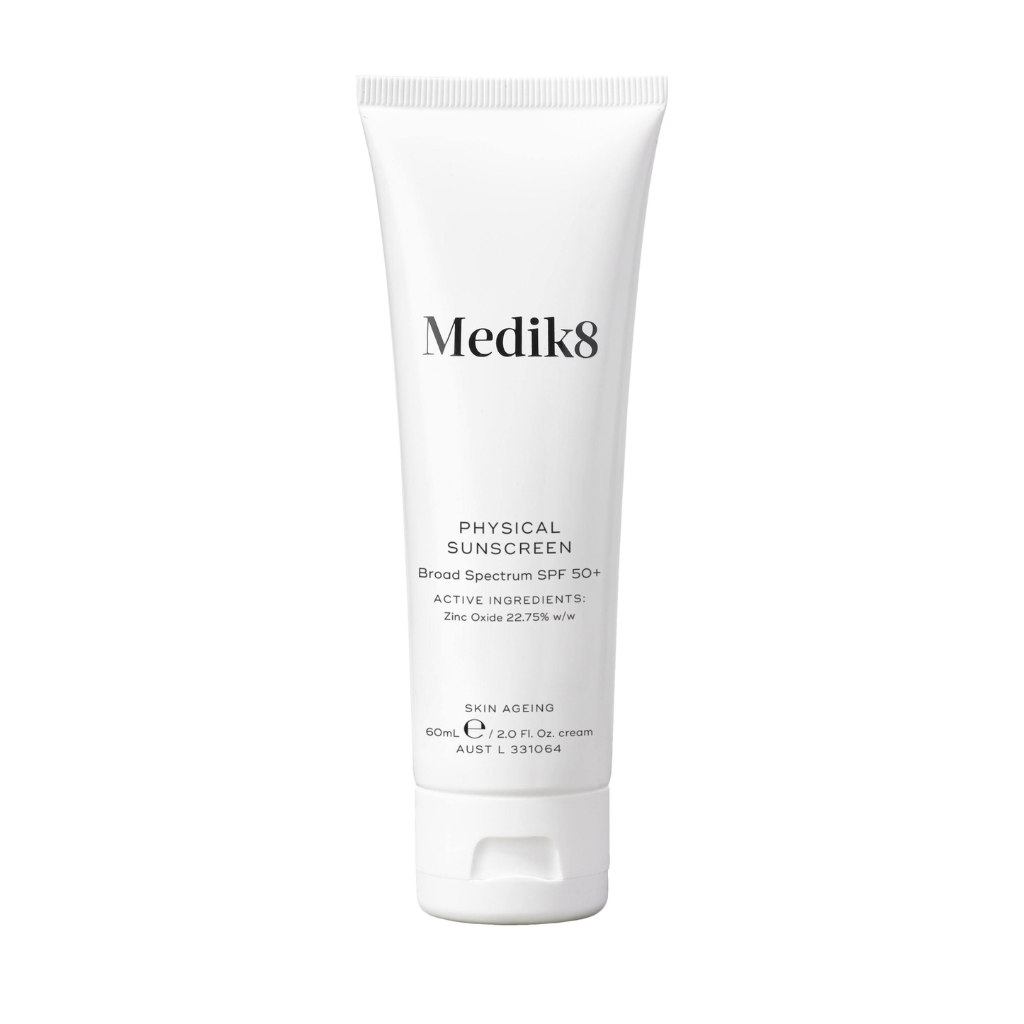 Medik8 Physical Sunscreen SPF50 60ml mineral zinc oxide sunscreen with broad-spectrum UVA and UVB protection for sensitive and post-treatment skin