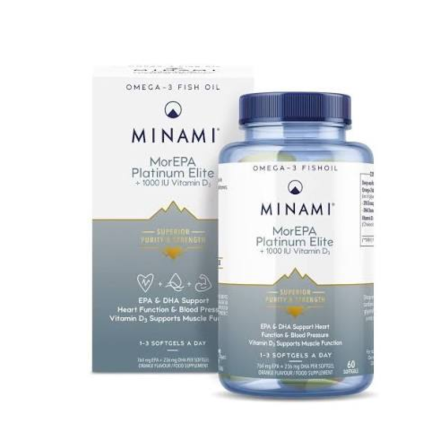 Minami MorEPA Platinum Elite omega-3 and Vitamin D3 supplement for active adults, supports muscle recovery, immune function and bone health after intense exercise