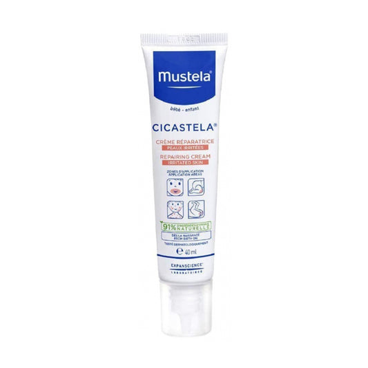 Mustela Cicastela Repairing Cream 40ml helps soothe baby's skin and support its barrier with a non greasy finish for soft and supple skin.