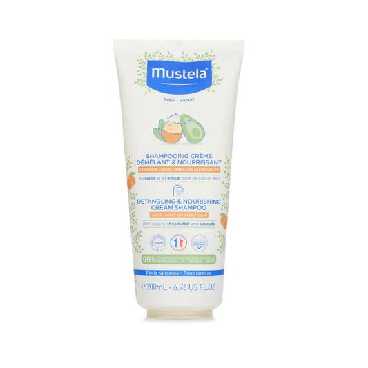 Mustela Detangling and Nourishing Cream Shampoo 200ml with Avocado Perseose and Shea Butter for soft tangle-free baby hair