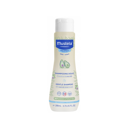 Mustela Gentle Shampoo 200ml with Avocado Perseose for gentle washing and detangling of baby hair from birth